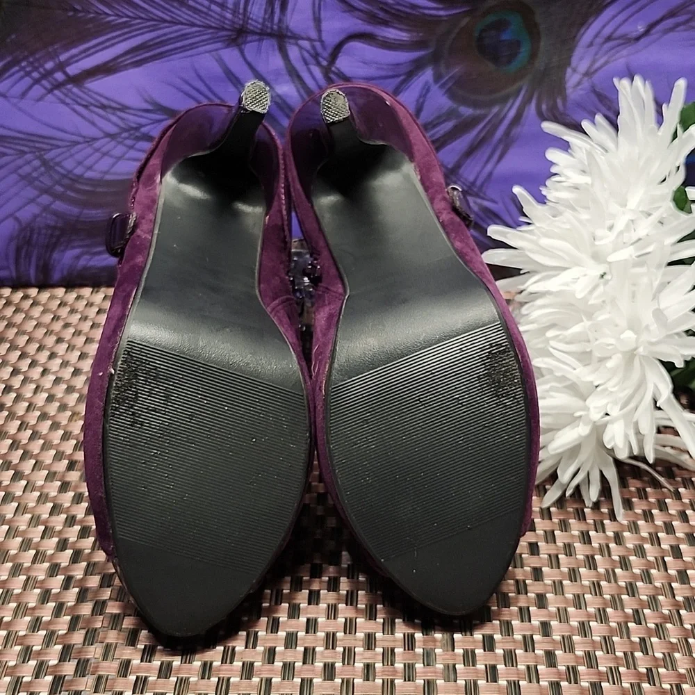 Sz10 purple open toe bootie